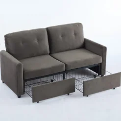 Mørkegrå sofa med skuffeopbevaring: moderne kompakt sofa lavet af slidstærkt stof til stuen Dark Gray