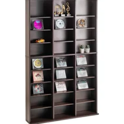 Multimedia Opbevaringsmøbel - DUOKU - Justerbar DVD Hylde - 9 Niveauer - 27 Rum - Espresso espresso