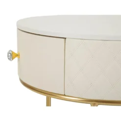 Natbord med skammel, kunstlæder, guldben