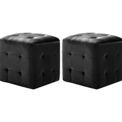 Natborde - Eksklusiv Hjem - 2 stk - Sort - Velourstof - 30x30x30 cm Sort