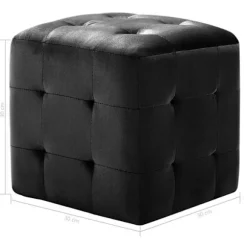 Natborde - Eksklusiv Hjem - 2 stk - Sort - Velourstof - 30x30x30 cm Sort