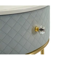 Natbord/Toiletbord med Puff, Lyseblå Velour