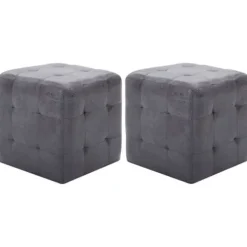 Natteborde - Eksklusivt Hus - 2 stk - Syntetisk ruskind - 30x30x30 cm - Moderne Grå