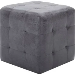 Natteborde - Eksklusivt Hus - 2 stk - Syntetisk ruskind - 30x30x30 cm - Moderne Grå