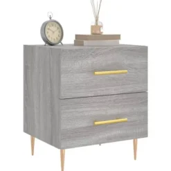 Natteskab - Eksklusivt Hus - Sonoma grå - 2 dele - Skuffer, metalben Sonoma grå