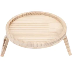 Naturlig Bambus Clip-On Bakke 25cm Rund Sofa Armlænsbord til Snacks Kaffe Te Fjernbetjening