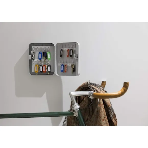 Nøgleskab med 20 kroge | Vægskab til opbevaring af 20 nøgler | Nem installation vægmonteret | 20 x 16 x 8 cm