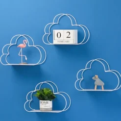 Nordisk Jern Skyform Dekorativ Hylde Pottet Ornament Opbevaringsholder Rack Hylder Vægdekoration