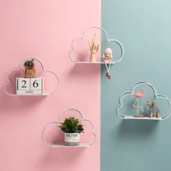 Nordisk Jern Skyform Dekorativ Hylde Pottet Ornament Opbevaringsholder Rack Hylder Vægdekoration