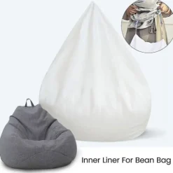 Nyt indre foder til Bean Bag Chair Coer Stor Let at rengøre Soffsits coolwhite 100x120cm
