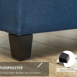 Opbevaring osmannisk bænk med knaptuft, blå, 125 cm