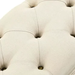Opbevaringsbænk 110 cm cremefarvet massivt grantræ og stof Creme 15000