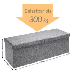Opbevaringsbænk med 100L kapacitet, lysegrå, 80x40x40cm