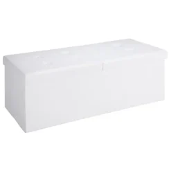 Opbevaringsbænk med sæde, hvid, 115x38x38cm, foldbar