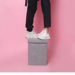 Opbevaringsboks Opbevaringsskammel GRÅ 30*30*30 CM Grey 30*30*30 cm