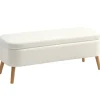 Opbevaringspuf, 65L, Fleece, Gummitræ, 120x42x45 cm, Creme
