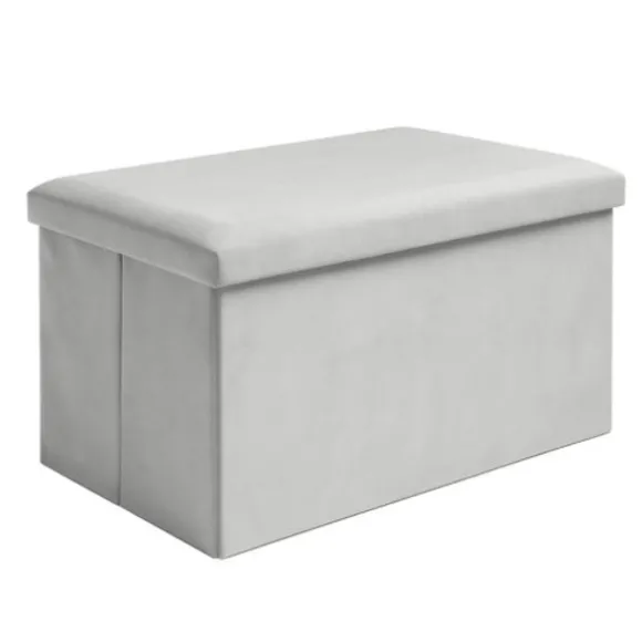 Opbevaringspuf velour grå 54 l 60x30x30 cm foldbar 80 kg