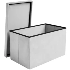 Opbevaringspuf velour grå 54 l 60x30x30 cm foldbar 80 kg