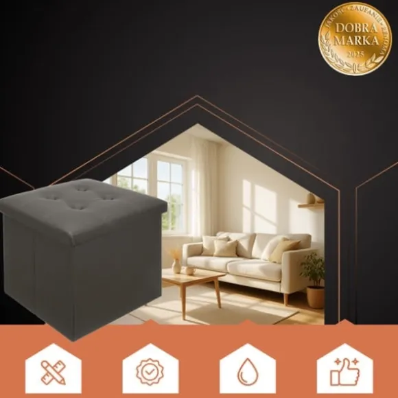 Opbevaringsskammel/pouf sammenklappelig 39L PU-læder grå 38x38x38 cm