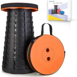 Opgraderet foldeskammel med bæreevne 181 kg, bærbar sammenklappelig skammel til camping, fiskeri, vandreture, grill Orange