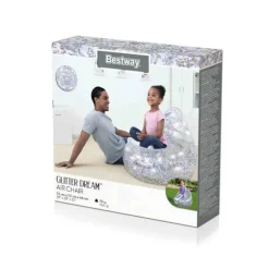 Oppustelig glitrende lænestol 72x72x64 cm til børn, max 70 kg