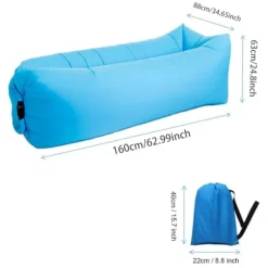 Oppustelig Lounger Luftstol Sofaseng Sovepose Sofa til Strand Camping Sø Have (Blå)