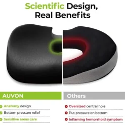 Ortopædisk sædehynde, ergonomisk hæmoride sædehynde med huller og U-formet design, komfortabel sædehynde, haleben pude