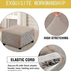 Ottoman Betræk, Jacquard Rektangulær Skammel Betræk, Blød Elastisk Bund Skridsikker Gave