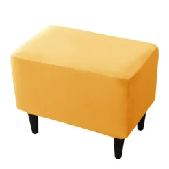 Ottoman Betræk Rektangulær Pouf Betræk, Ensfarvet Tyk Fløjl F