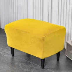 Ottoman Betræk Rektangulær Pouf Betræk, Ensfarvet Tyk Fløjl F