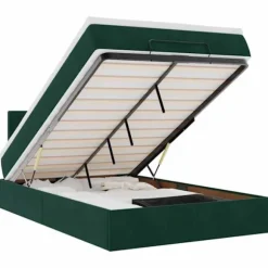 Ottoman sengestel med madras - Eksklusiv bolig - Mørkegrøn fløjl - 120x200 cm - Hydraulisk opbevaring Mørkegrøn