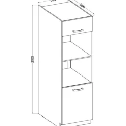 Ovn søjleskab med 2 hængslede døre - Grå - L 60 x D 57 x H 210 cm - LASSEN Grå