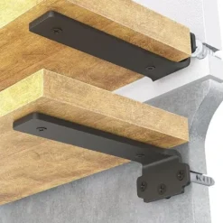 6-pak 10 cm flydende hyldeknægte, kraftige hyldeknægte til hylder, sortmalet metalvægmonterede hyldeknægte, 75 kg bæreevne{EE}