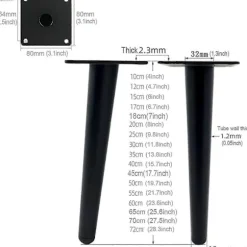 4-pak 30 cm lange metalbordben til moderne møbler kommode skab skrivebord stol skammel udskiftning møbelstøtteben 800 kg kapacitet