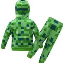 2-pak børnekostumer Minecraft til børn, langærmet trøje med hætte og bukser-FA- 120cm