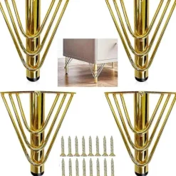 4-pak Guld Metal Møbelben, 18 cm Sofabordben, Elegante Moderne ChSofa Ben, TV-skabe, Badeværelsesskabe