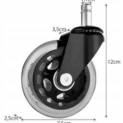 5-pak Hjul til Kontorstol - 11 mm Transparent Transparent