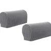 Pakke Armlæn Beskytter Bløde Stræk Polyester Spandex Stof Vandafvisende Skridsikker Armlæn Overtræk til Stol Sofa Couch, Lysegrå