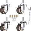 4-pakke M6 x 15 mm drejelige hjul - 25 mm gevind bløde TPE gummihjul kompatible med møbler[JUN]