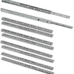 Pakke med 5 par (10 stykker) slæder/kugleslæder, udtræksdel 17 mm x 278 mm, kompatibel med skuffe, zinkbelagt