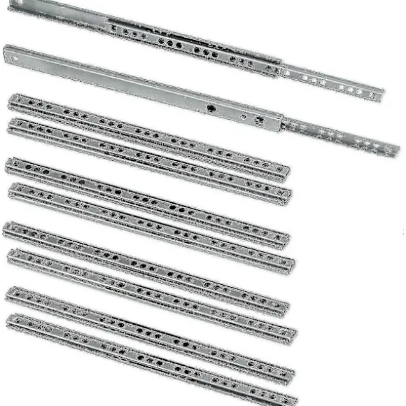 Pakke med 5 par (10 stykker) slæder/kugleslæder, udtræksdel 17 mm x 278 mm, kompatibel med skuffe, zinkbelagt