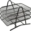 Papirbakke i flere niveauer, skrivebordsorganisator i mesh, dokumentholder A4, filsortering, brevbakke 3 niveauer sort 3 niveauer