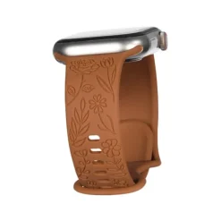 Passer til iwatchS9 876SE Apple Watch armbånd præget lille rose silikone Rose - rødbrun Rose - reddish brown 38/40/41mm