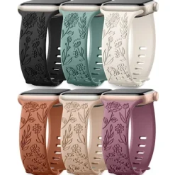 Passer til iwatchS9 876SE Apple Watch armbånd præget lille rose silikone Solsikke - lavendel lilla Sunflower - lavender purple 38/40/41mm