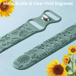 Passer til iwatchS9 876SE Apple Watch armbånd præget lille rose silikone Solsikke - lavendel lilla Sunflower - lavender purple 38/40/41mm
