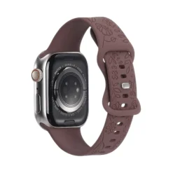 Passer til iwatchS9 876SE Apple Watch armbånd præget lille rose silikone Solsikke - røgfyldt lilla Sunflower - smoky purple 38/40/41mm