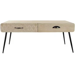 Paulownia træ metal sofabord MDF træ DKD Home Decor naturlig/svart