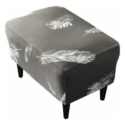 1PC(Hvid fjer) Ottoman Cover Rektangulær Stretch Ottoman Cove