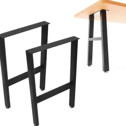 Pcs H-formede metal spisebord bordben, 28 tommer, Heavy Duty Industrial Style, med justeringspuder, mat sort KLB