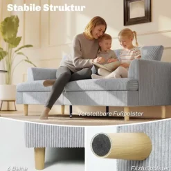 3-personers sofa, højdensitetsskum, snorstof, 188 cm